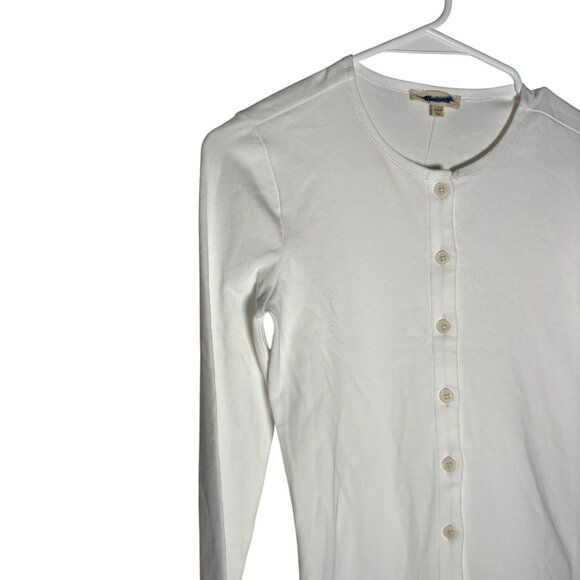 Madewell Ribbed Button-Front Cardigan Women's Size XXS Eyelet White NWT - Picture 3 of 5